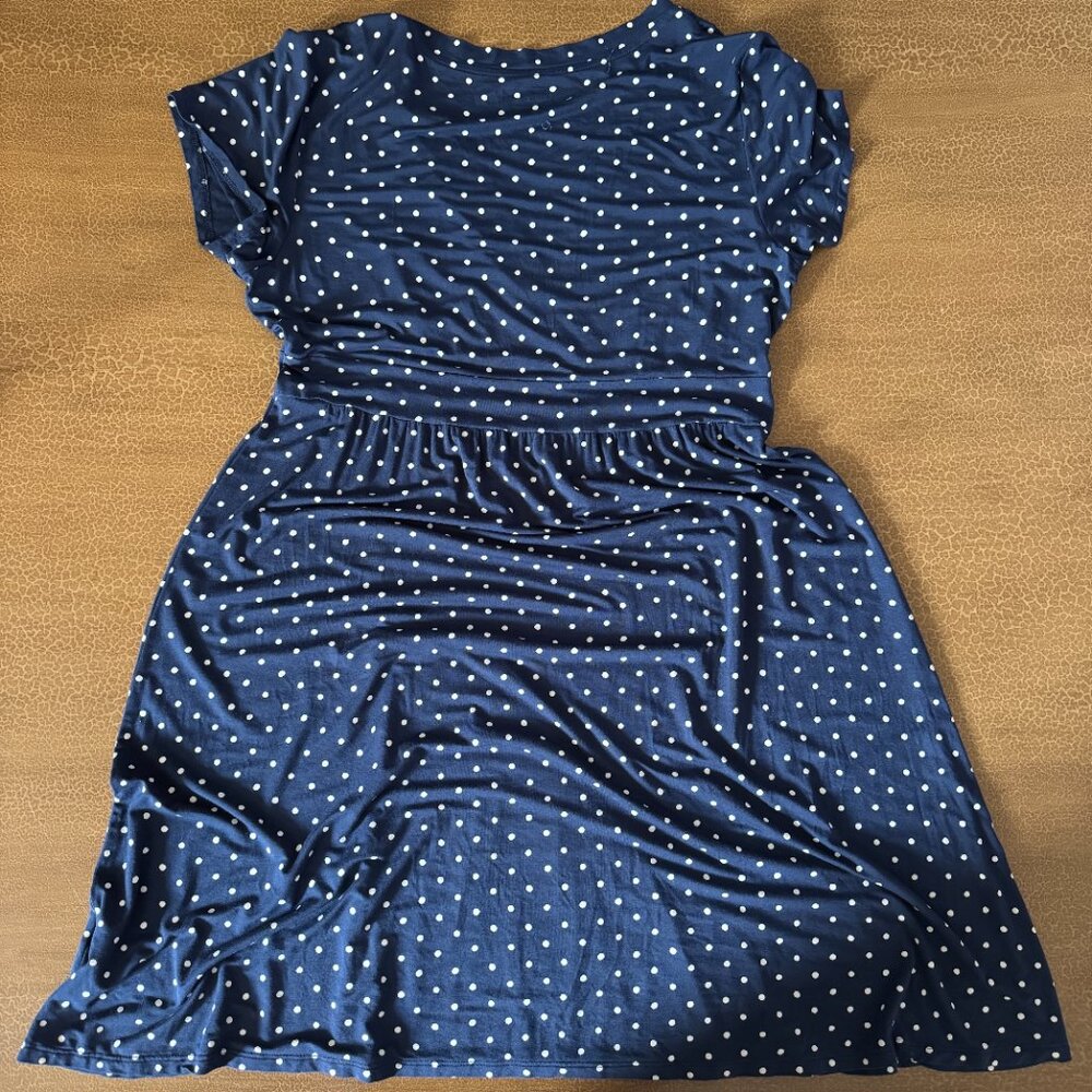 L.L. LL Bean Navy Blue Polka Dot Sleevelss Dress - Size Large - Picture 3 of 3